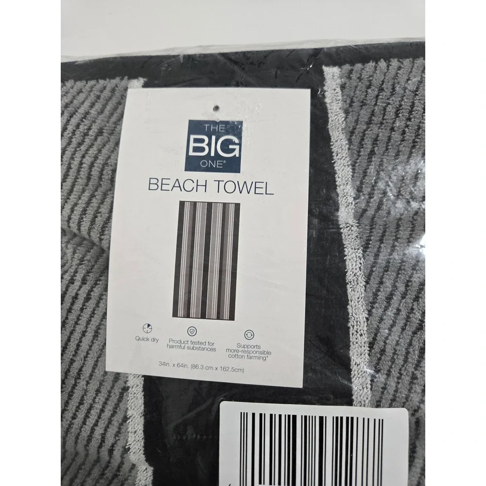 The Big One Textured Black Stripe Beach Towel 34